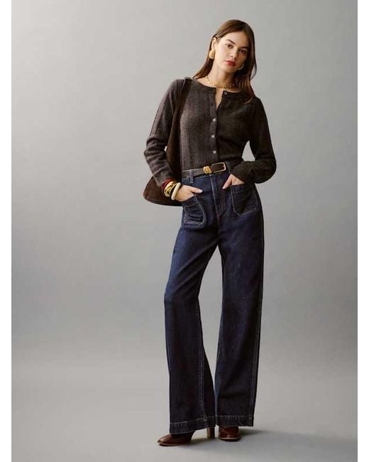 Reformation Brown Hannah Regenerative Wool Cardigan