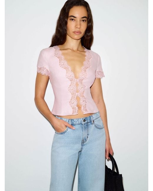 Reformation Blue Brynn Linen Top