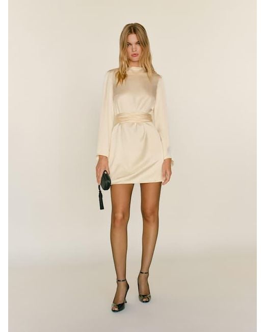 Reformation Natural Astrid Silk Dress Es 16