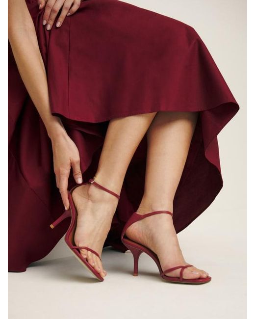 Reformation Pink Gigi Strappy Mid Heel Sandal