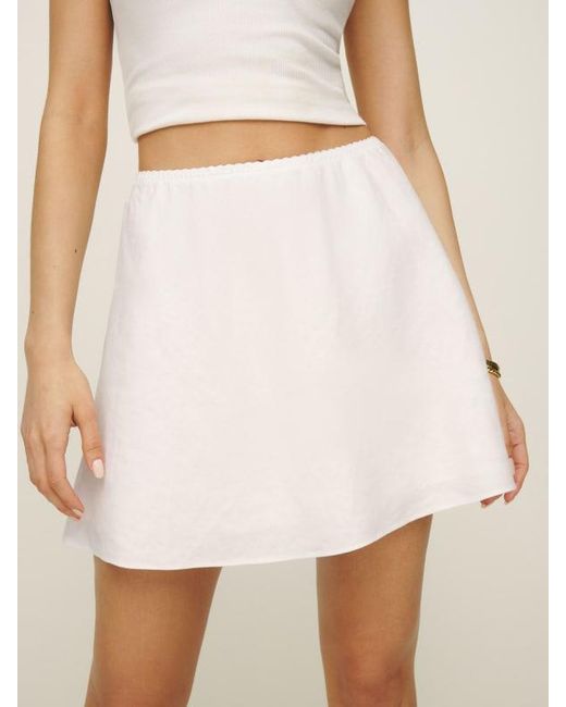 Reformation White Brandy Linen Skirt