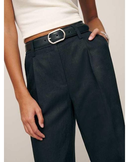 Reformation White Alex Linen Mid Rise Short Pant