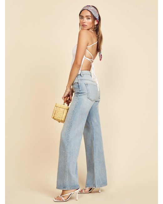 Reformation Denim 70's Wide Leg in Blue 