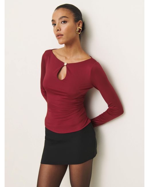 Reformation Red Aubrey Knit Top