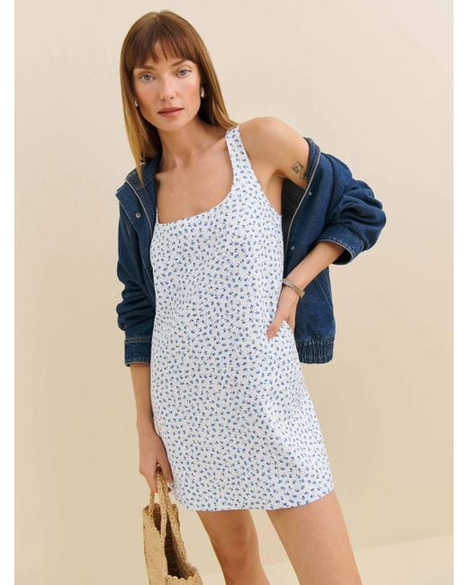 Reformation Blue Hamley Linen Dress
