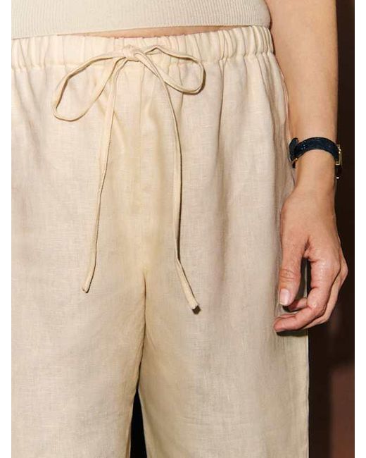 Reformation Natural Olina Linen Cropped Pant