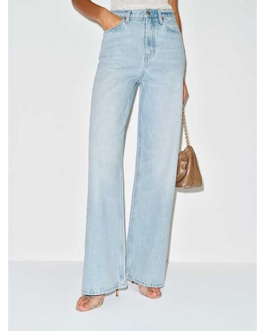 Reformation Blue Cary High Rise Slouchy Wide Leg Jeans Denim