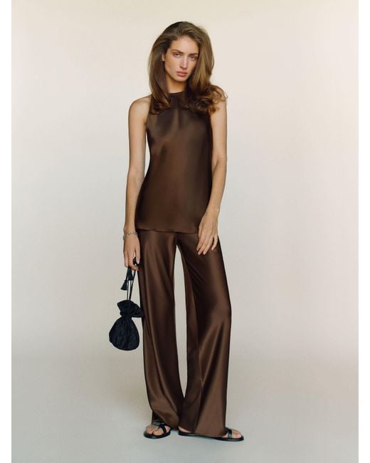 Reformation Natural Gale Satin Mid Rise Bias Short Pant