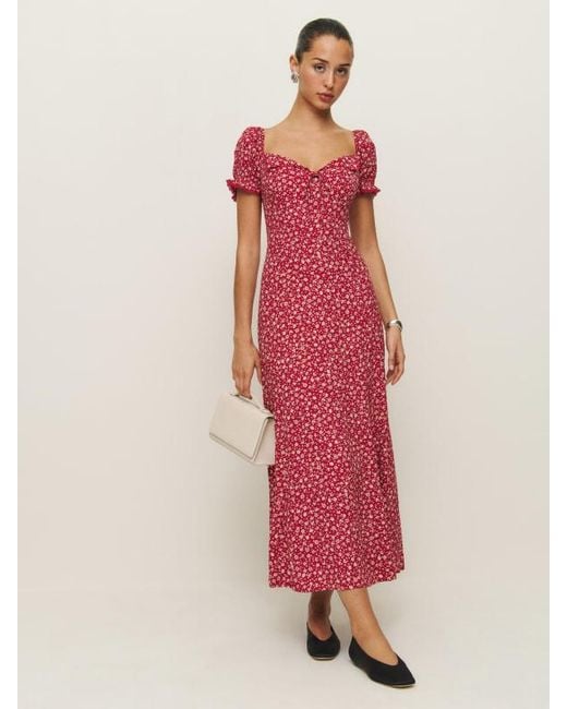 Reformation Red Sustainable Midi Dress