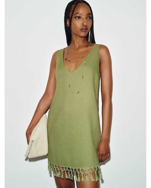 Reformation Green Kuini Linen Dress Bean