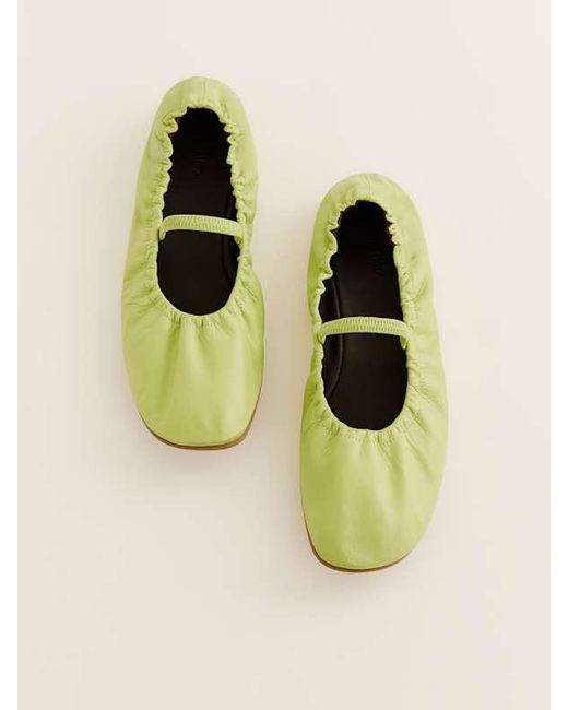 Reformation Green Buffy Ruched Ballet Flat