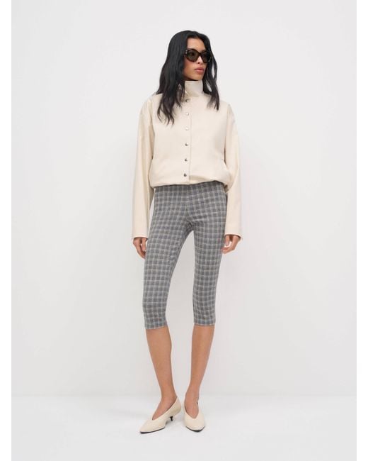Reformation Natural Jill Cropped Knit Pant Check