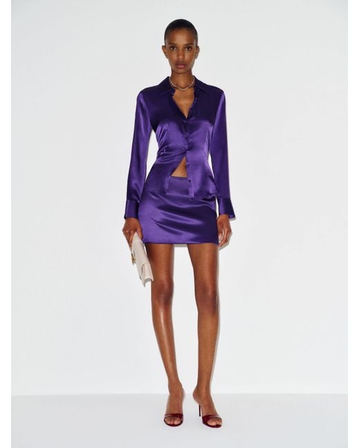 Reformation Purple Carla Low Waist Satin Skirt 0