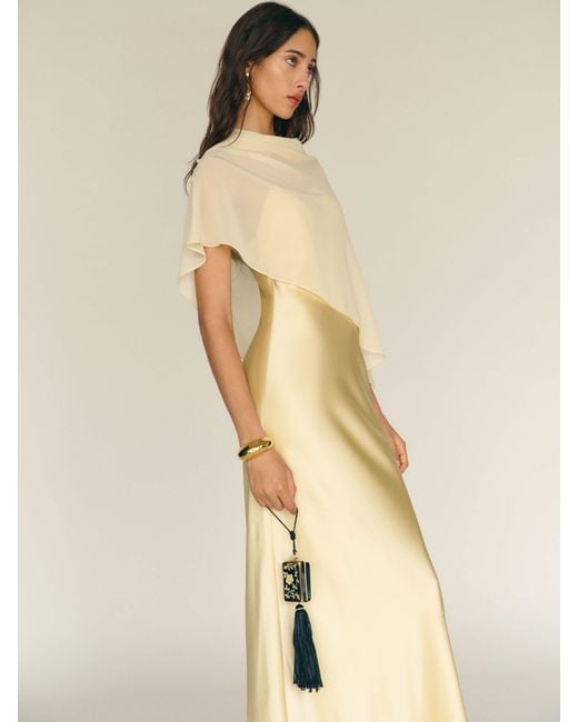 Reformation Lilibeth Silk Dress in Natural | Lyst Reformation Lilibeth Silk Dress in Natural | Lyst