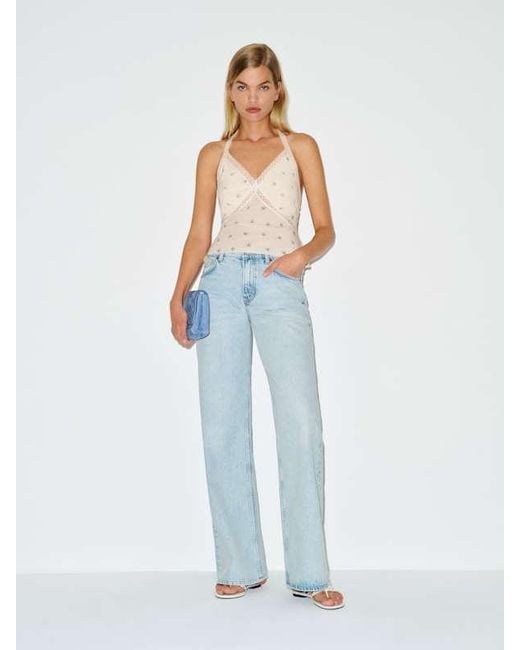 Reformation Blue Monica Top Lace