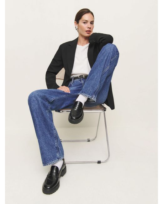 Reformation Blue Agathea Chunky Loafer