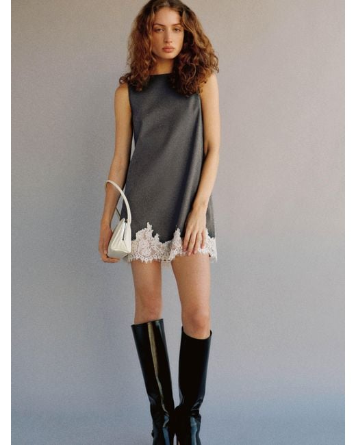 Reformation Gray Jessalyn Dress Earl Lace