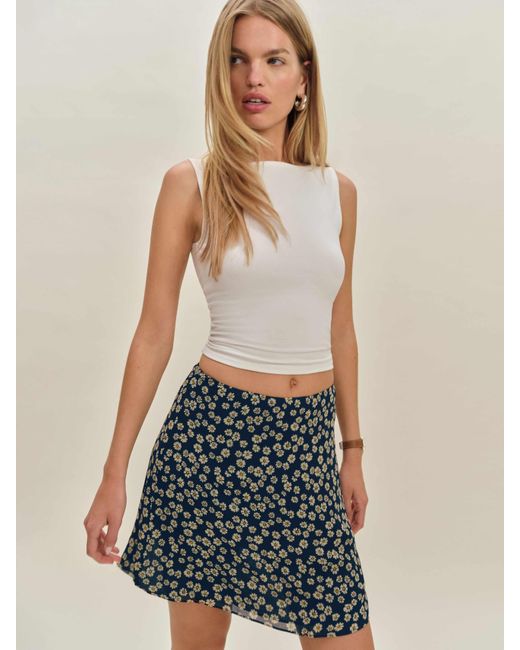 Reformation Blue Alena Low Waist Skirt 6