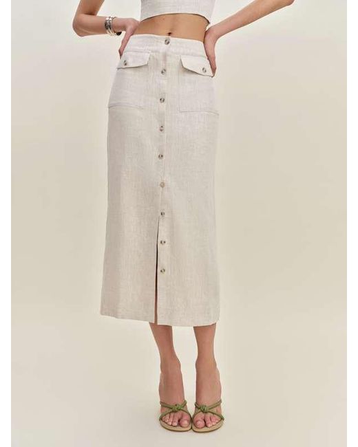 Reformation/Britt リネン スカート Reformation Britt Linen Skirt in Natural | Lyst