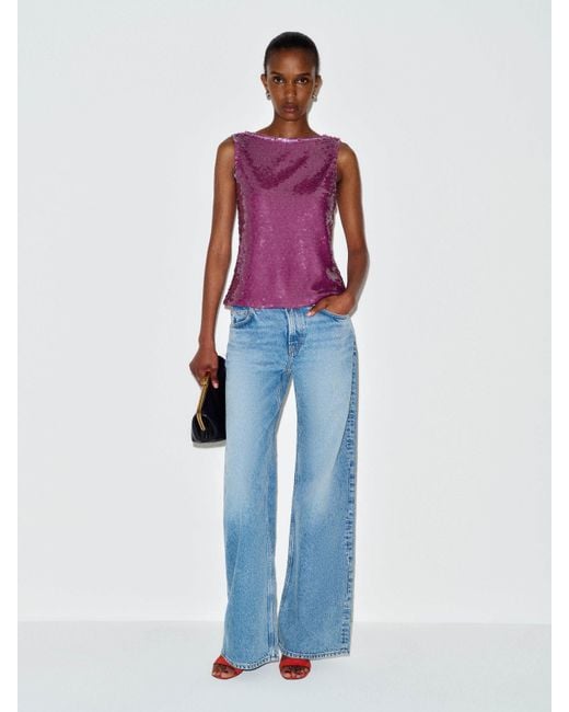 Reformation Blue Lisa Knit Top Sequin