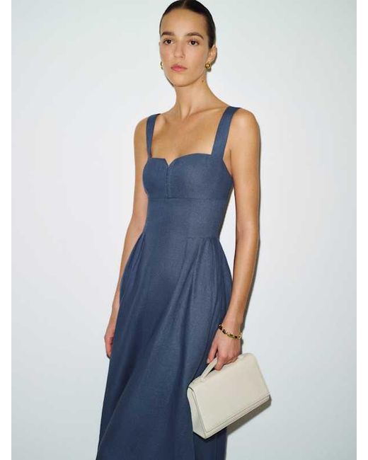 Reformation Blue Roma Linen Dress