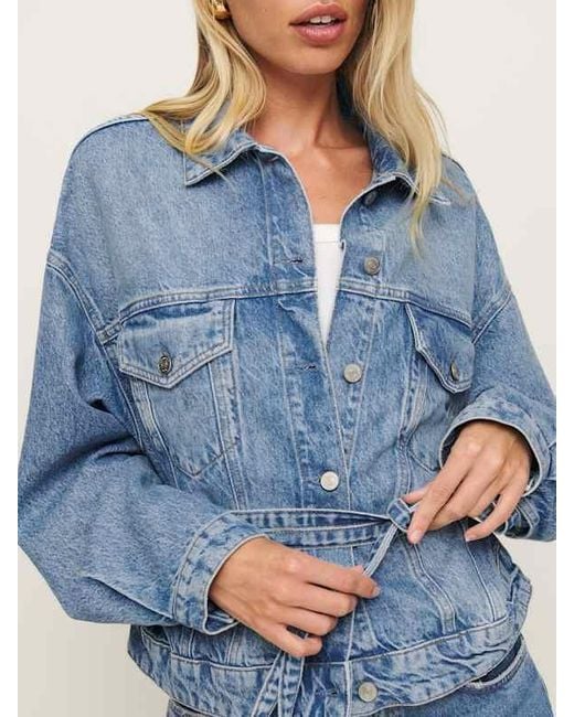 Reformation Blue Luna Belted Denim Jacket