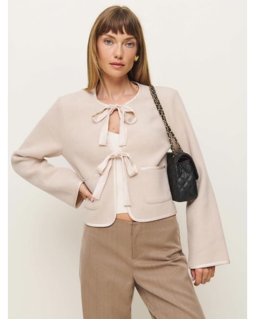Reformation Natural Cropped Tie-Front Jacket