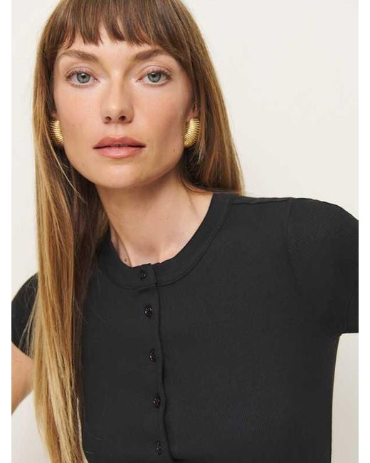 Reformation Black Raelynn Knit Top