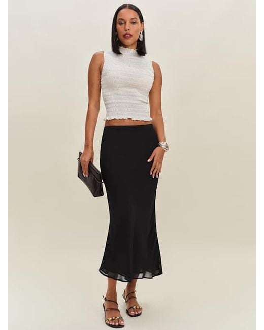Reformation Black Layla Skirt Silk
