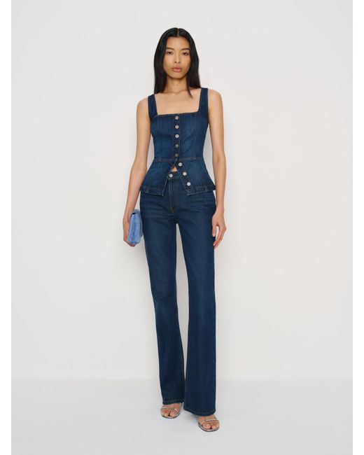 Reformation Blue Tilly Stretch Denim Top