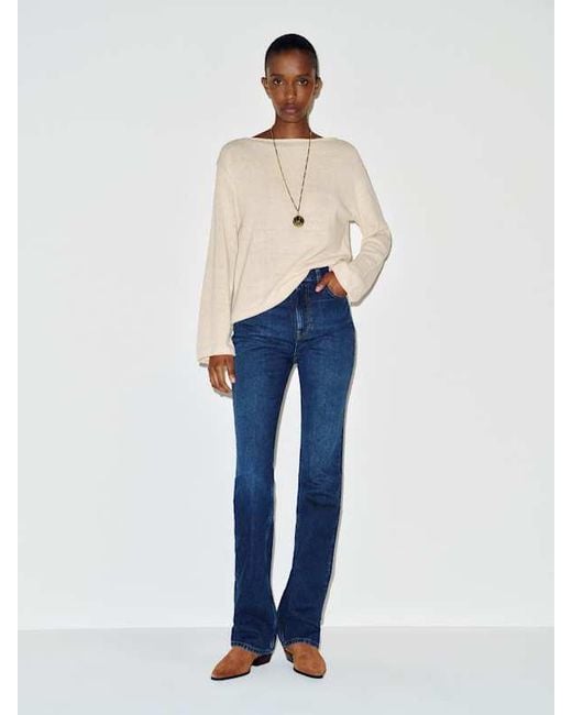 Reformation Blue Marine Linen Cotton Sweater