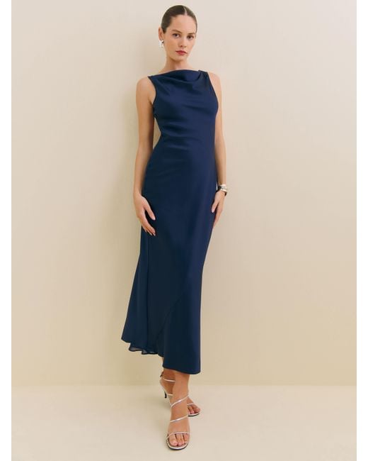 Reformation Blue Corey Satin Dress