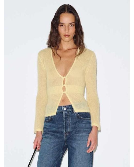 Reformation White Delphine Sheer Cardigan