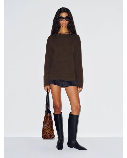 Reformation Brown Marine Linen Cotton Sweater