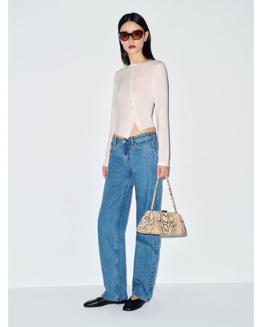 Reformation Blue Elena Knit Top