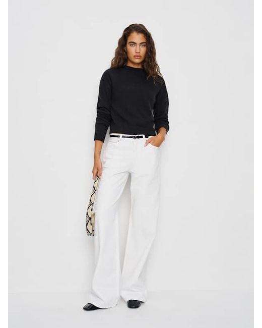 Reformation White Monique Cashmere Mockneck