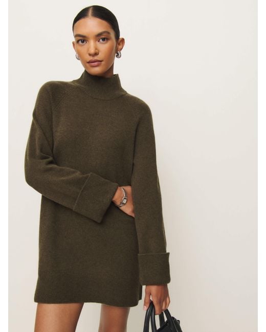 Reformation Green Tate Regenerative Wool Sweater Dress