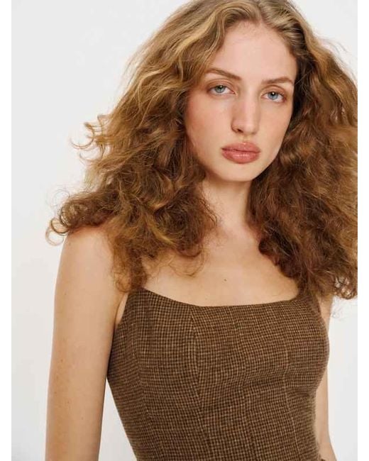 Reformation Brown Hattie Top Check 0