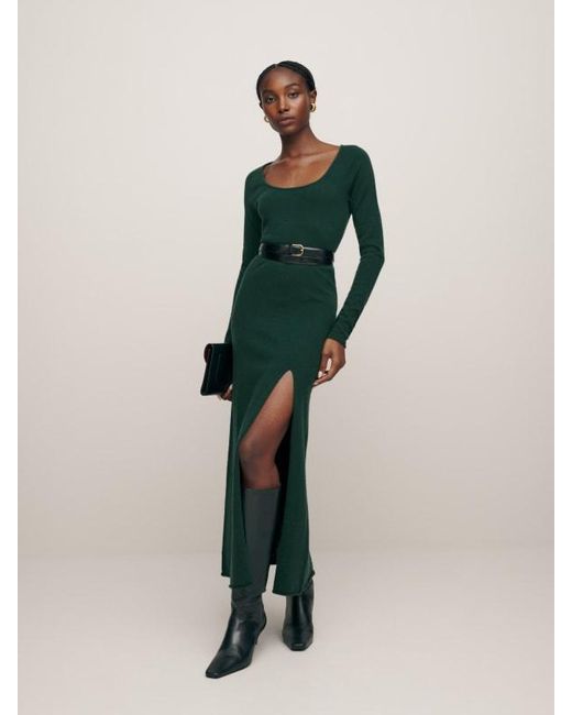 Reformation Green Jennita Cashmere Dress