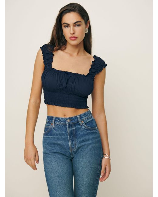 Reformation Blue Emberly Top