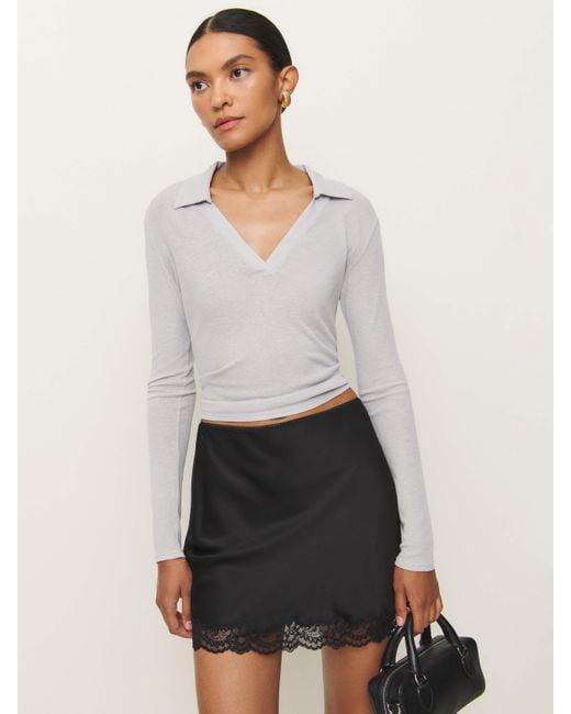 Reformation White Neera Satin Skirt