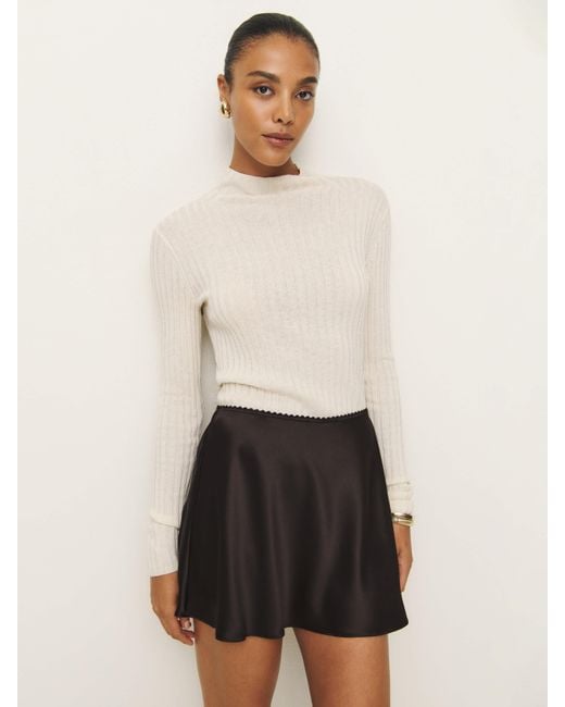 Reformation White Brandy Satin Skirt