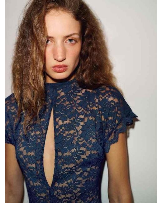 Reformation Blue Yessica Dress Lace 0