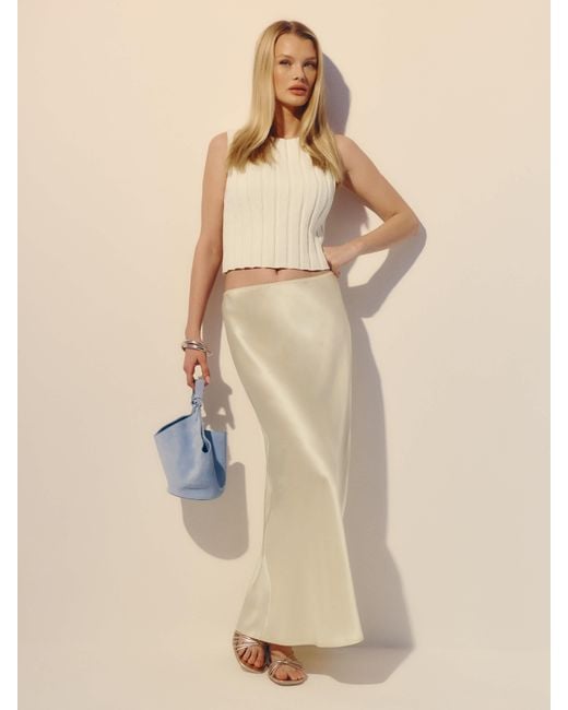 Reformation Natural Layla Silk Skirt 10