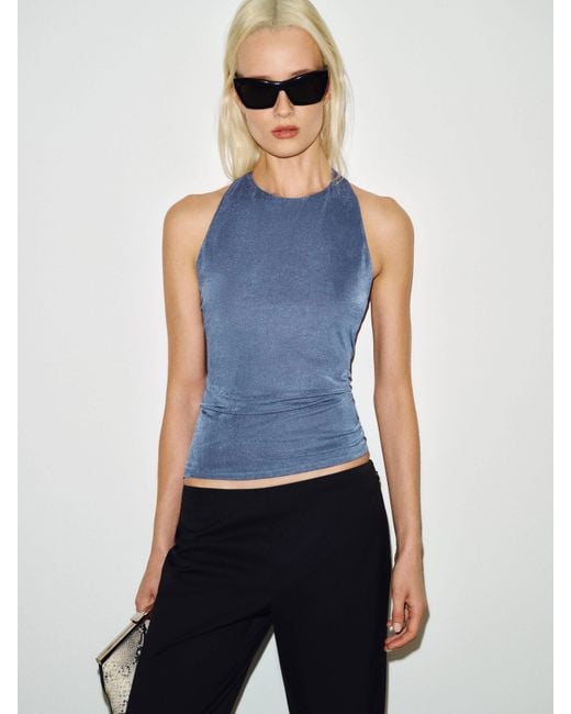 Reformation Blue Hugo Knit Top