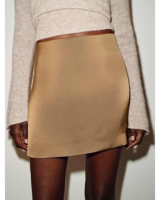 Reformation Natural Alexa Satin Skirt 0