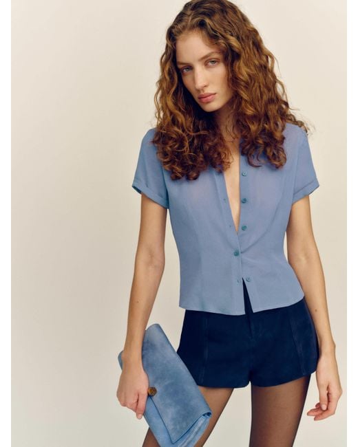Reformation Blue Corin Top 0