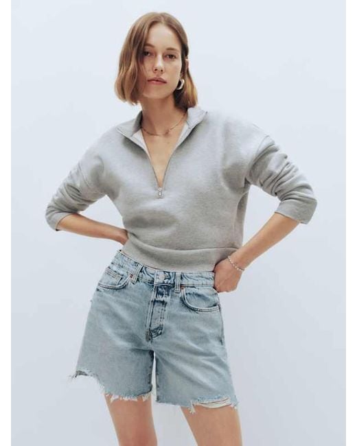 Reformation Blue Raye Mid Rise 6" Jean Shorts Denim