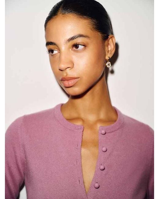 Reformation Purple Caspia Cashmere Cropped Cardigan