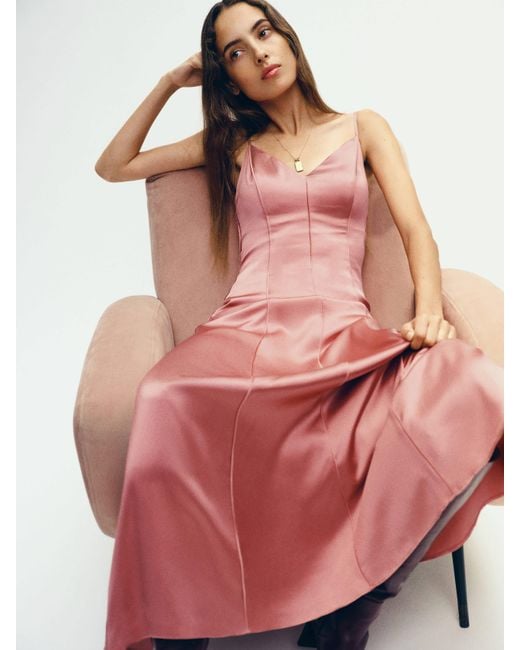 Reformation Pink Lya Silk Dress 10
